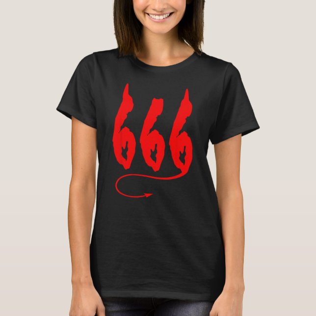 666 Mark Of the Beast Satanism Sinner Devil Horns  T-Shirt (Front)