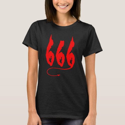 666 Mark Of the Beast Satanism Sinner Devil Horns  T_Shirt