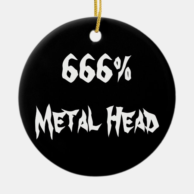 666%Metal Head Ceramic Ornament (Front)