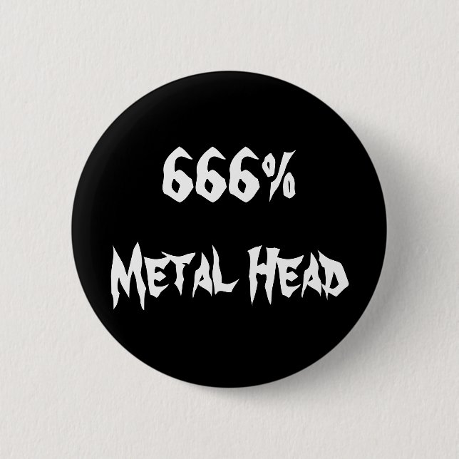 666%Metal Head Pinback Button (Front)
