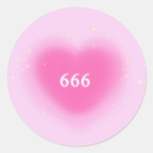 666 Modern Pink Heart Aesthetic Angel Number   Classic Round Sticker
