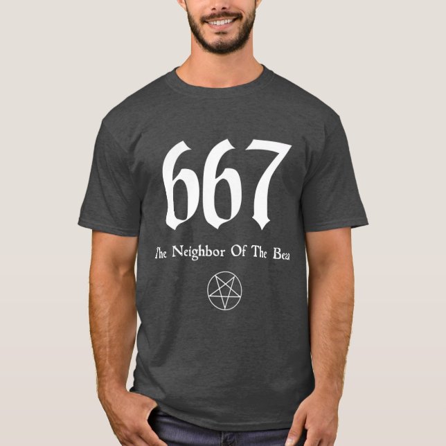 667 The Neighbor Of The Beast Funny Premium T-Shirt (Front)