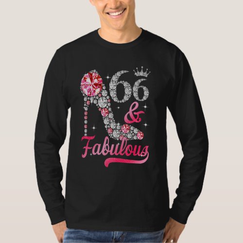 66 And Fabulous High Heels 66th Birthday For Women T_Shirt