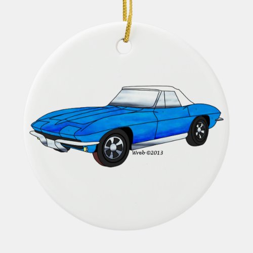 66 Corvette Roadster Ceramic Ornament