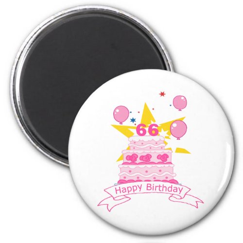66 Year Old Birthday Cake Magnet
