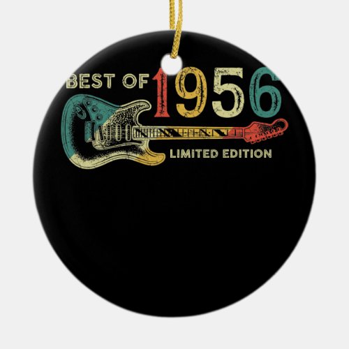 66 Year Old Gifts Best of 1956 Guitar Lover 66th Ceramic Ornament