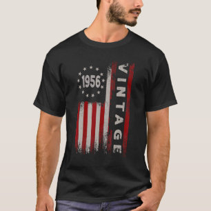 66 Year Old  Vintage 1956 American Flag 66th Birth T-Shirt
