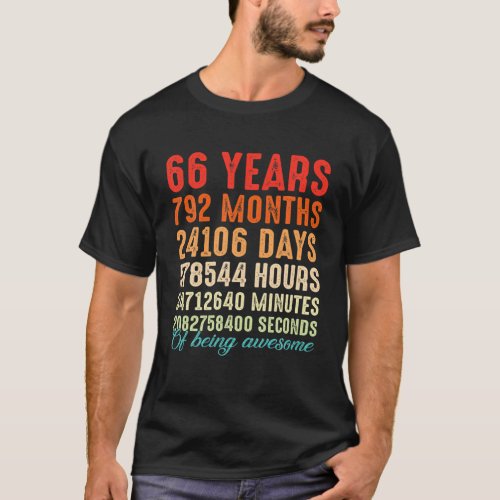 66 Years Old Being Awesome 66Th Birthday Men Women T_Shirt