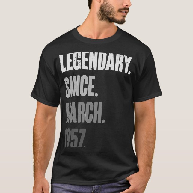 66 Years Old Vintage 1957 Birthday March 66th Deco T-Shirt (Front)