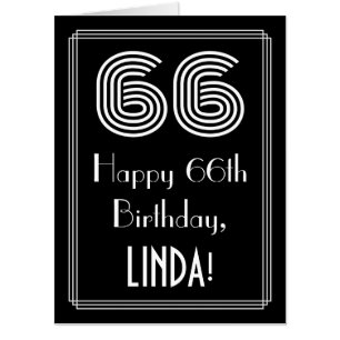 66th Birthday — Art Deco Inspired Look “66” + Name Card