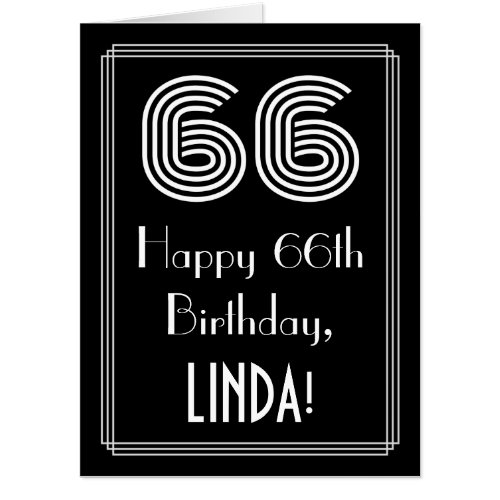 66th Birthday  Art Deco Inspired Look 66  Name Card