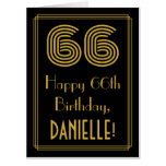 [ Thumbnail: 66th Birthday: Art Deco Inspired Look “66” + Name Card ]