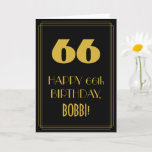 [ Thumbnail: 66th Birthday – Art Deco Inspired Look "66" & Name Card ]