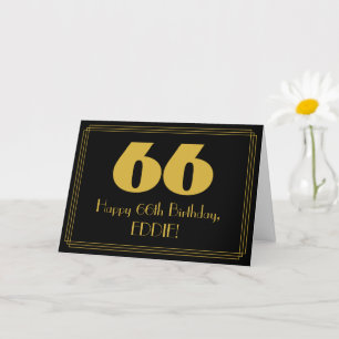 66th Birthday: Art Deco Inspired Look "66" & Name Card