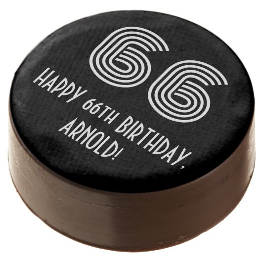 66th Birthday - Art Deco Inspired Look "66", Name Chocolate Covered Oreo (Angled)