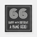 [ Thumbnail: 66th Birthday: Art Deco Inspired Look "66" + Name Napkins ]