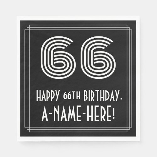 66th Birthday Art Deco Inspired Look 66  Name Napkins