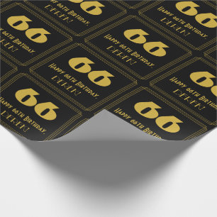 66th Birthday – Art Deco Inspired Look "66" & Name Wrapping Paper