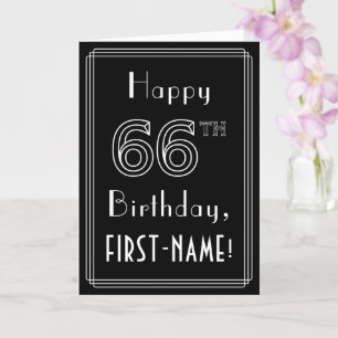 66th Birthday: Art Deco Style # 66 & Custom Name Card