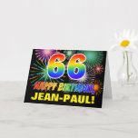 [ Thumbnail: 66th Birthday: Bold, Fun, Fireworks, Rainbow 66 Card ]
