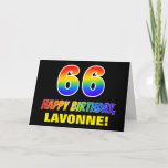 [ Thumbnail: 66th Birthday: Bold, Fun, Simple, Rainbow 66 Card ]