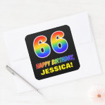 [ Thumbnail: 66th Birthday: Bold, Fun, Simple, Rainbow 66 Sticker ]