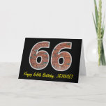 [ Thumbnail: 66th Birthday - Brick Wall Pattern "66" W/ Name Card ]