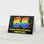 [ Thumbnail: 66th Birthday: Colorful Music Symbols & Rainbow 66 Card ]