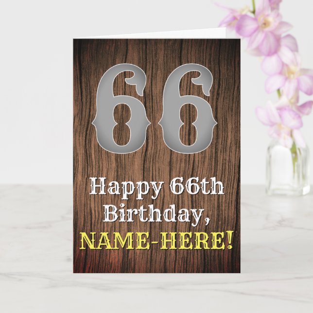 66th Birthday: Country Western Inspired Look, Name Card (Orchid)