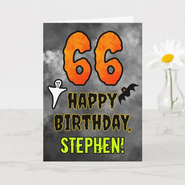 66th Birthday: Eerie Halloween Theme + Custom Name Card (Small Plant)
