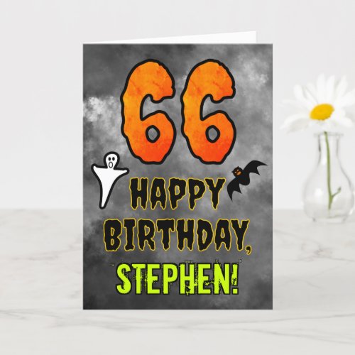66th Birthday Eerie Halloween Theme  Custom Name Card
