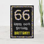 [ Thumbnail: 66th Birthday: Floral Flowers Number, Custom Name Card ]