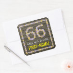 [ Thumbnail: 66th Birthday: Floral Number, Faux Wood Look, Name Sticker ]