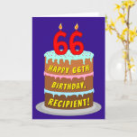 [ Thumbnail: 66th Birthday: Fun Cake and Candles + Custom Name Card ]