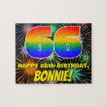[ Thumbnail: 66th Birthday: Fun, Colorful Celebratory Fireworks Jigsaw Puzzle ]