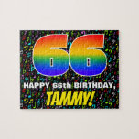 [ Thumbnail: 66th Birthday — Fun, Colorful Music Symbols & “66” Jigsaw Puzzle ]
