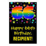 [ Thumbnail: 66th Birthday: Fun, Colorful Stars + Rainbow # 66 Card ]