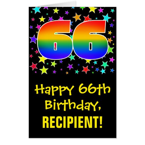 66th Birthday Fun Colorful Stars  Rainbow  66 Card