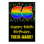 [ Thumbnail: 66th Birthday: Fun Music Symbols + Rainbow # 66 Card ]