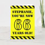 [ Thumbnail: 66th Birthday: Fun Stencil Style Text, Custom Name Card ]