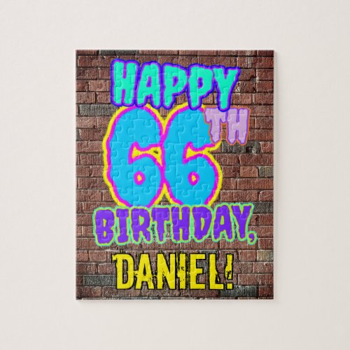 66th Birthday  Fun Urban Graffiti Inspired Look Jigsaw Puzzle