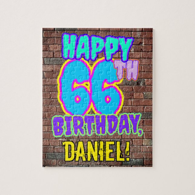 66th Birthday ~ Fun, Urban Graffiti Inspired Look Jigsaw Puzzle (Vertical)