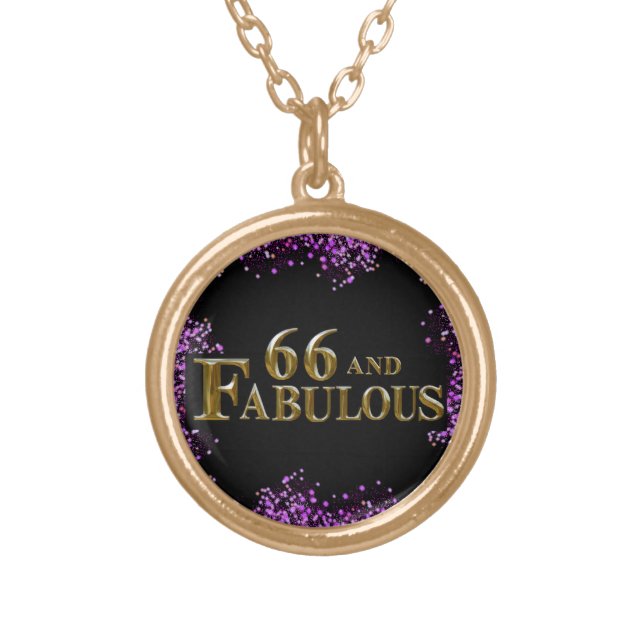 66th Birthday  Gold Plated Necklace (Front)