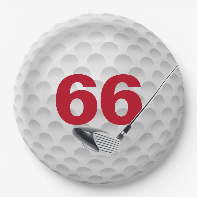 66th Birthday Golf Ball Design  Paper Plates (Front)