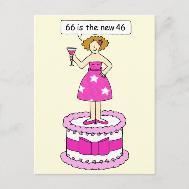66th Birthday Humor 66 is the New 46 Cartoon Postcard (Front)