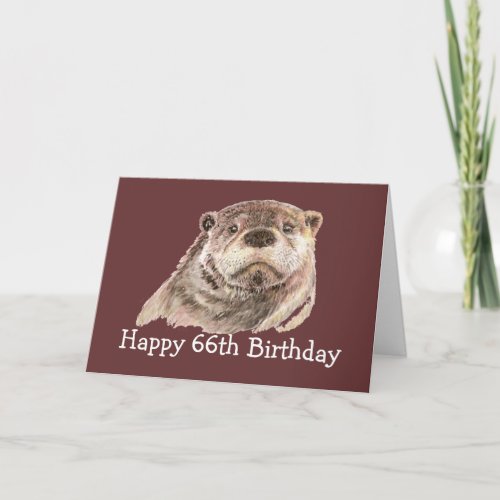 66th  Birthday Humor with Cute Watercolor Otter Card