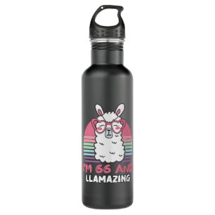 66th Birthday Llamazing Llama 66 Year Old Birthday Stainless Steel Water Bottle