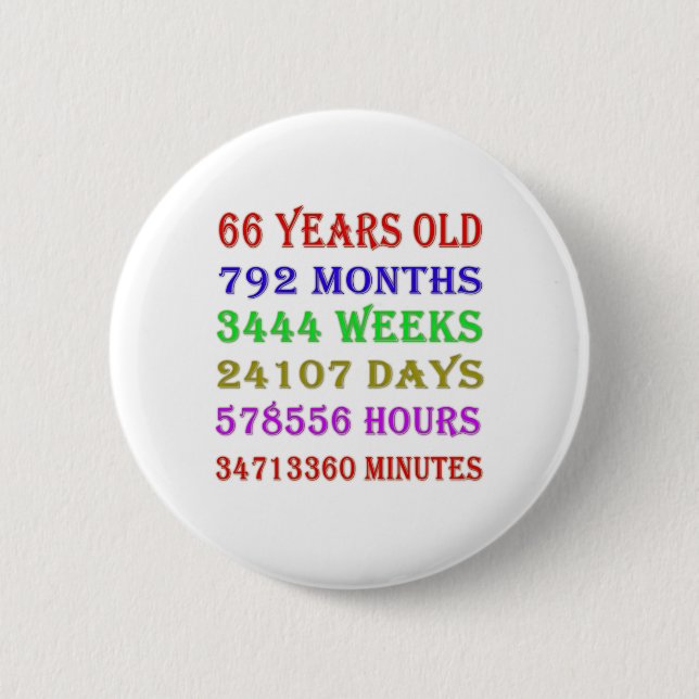 66th Birthday Milestones Button (Front)