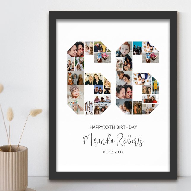 66th Birthday Number 66 Custom Photo Collage Poster (Creator Uploaded)