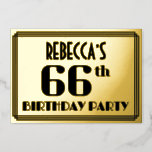 [ Thumbnail: 66th Birthday Party: Art Deco Look “66” and Name Invitation ]